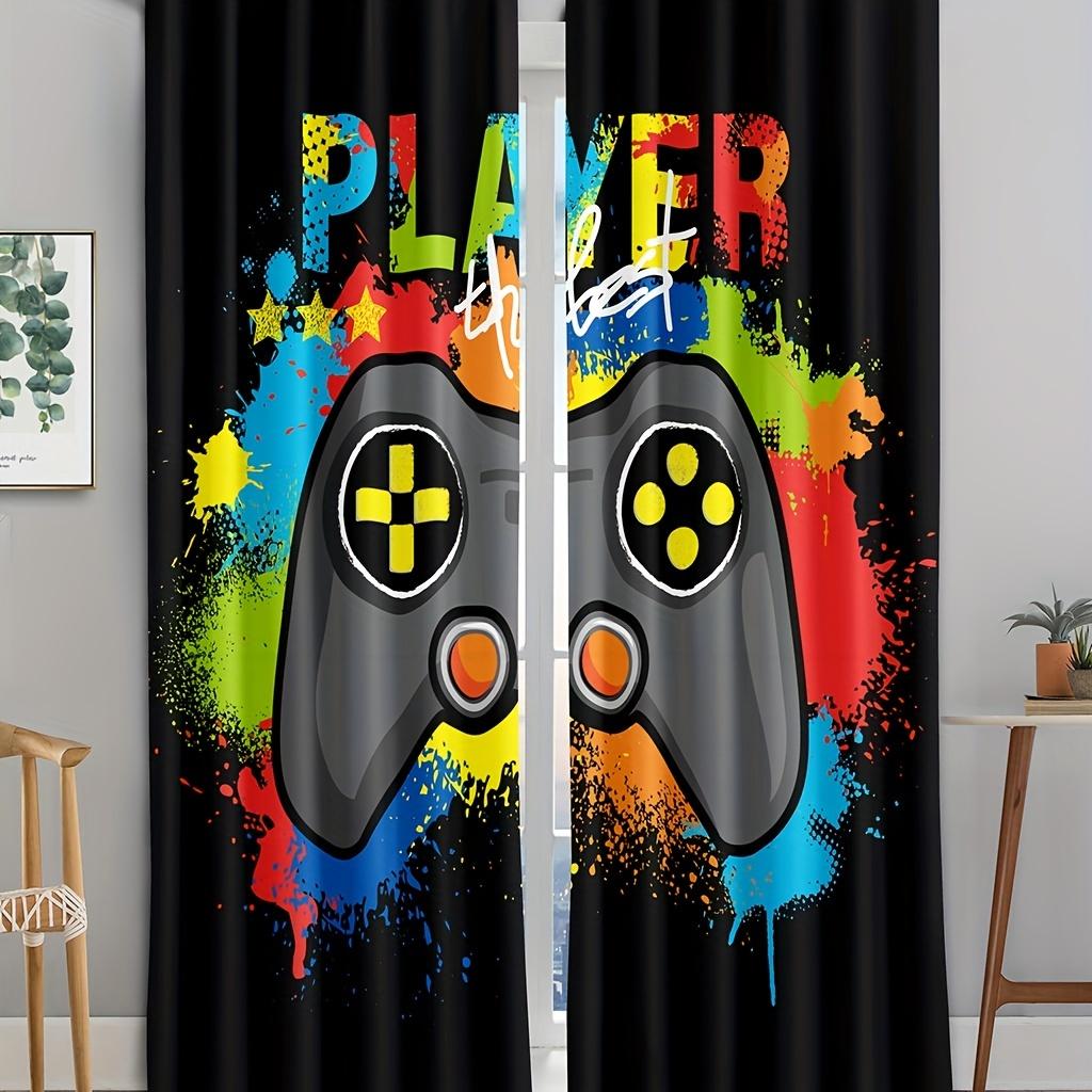 

Cartoon Game Gamer Gmaepad Controller Player Window Curtains For Kids Bedroom Living Room Bathroom Kicthen Door Hall Home Decor W50 X H130(CM)X2&Grommet Top