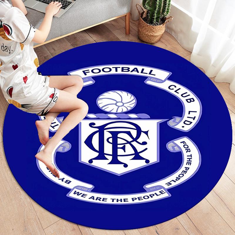 Tappeto Rotondo Rangers F.C., Tappeto per Soggiorno Camera da Letto Divano Stanza dei Giochi Decorazione, Tappetino Antiscivolo