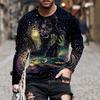 Retro Flame Series 3D Print Summer Men's O-Neck T-shirt Casual Long Sleeve T-Shirt Oversized Pullover Fashion Trend Men Clothing