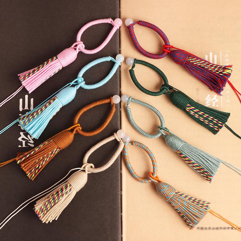 Tassel and Brocade Keychain DIY Set: Bag Accessories & Woven Rope Strap Pendant