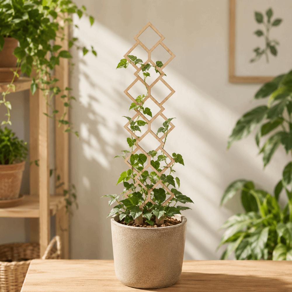 Wooden Garden Plant Trellis Climbing Stand Hollow Out Plant Support Rack Flowers Vine Geometric Plant Trellis Frame Courtyard