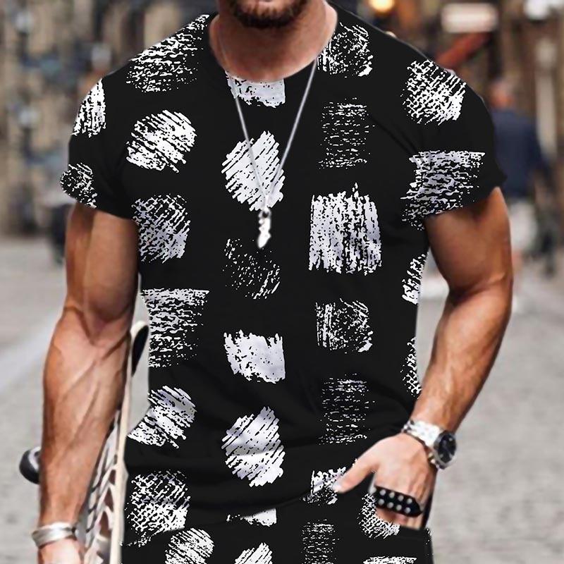 Summer Fashion Men's Abstract Art Graffiti 3D Printed T-shirt Comfortable Soft Breathable Loose Large Casual Sports Versatile Short Sleeve T-shirt