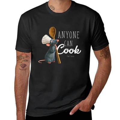 New Ratattouille Remy Anyone Can Cook T-Shirt Tops Customized T Shirts Black T Shirts for Men - Men's Summer Cotton Graphic Tee