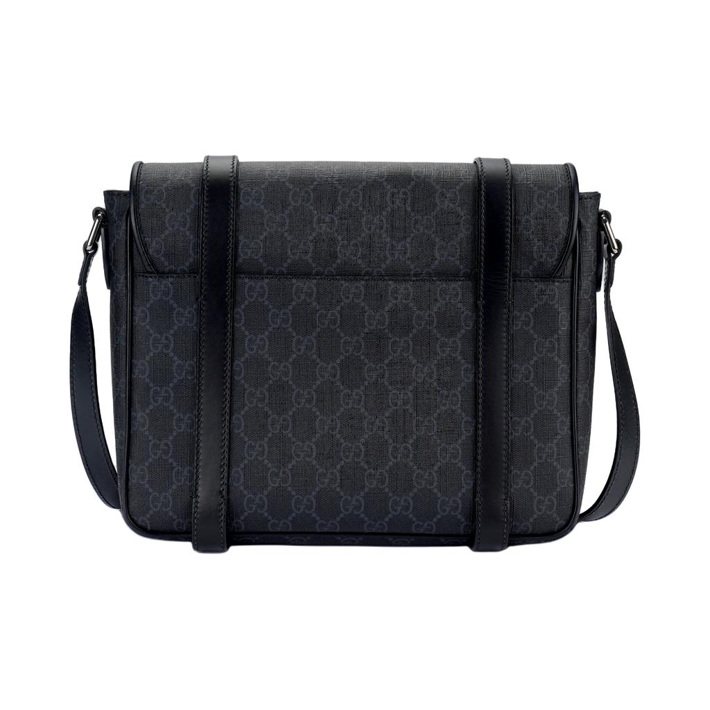 Gucci Vintage Logo Leren Schoudertas Heren tassen Zwart Grijs 658542-KGDHN-1000