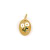 1 Piece 304 Stainless Steel Birth Month Flower Charms Enamel Oval Flower Clear Cubic Zirconia Pendants DIY Necklace 20mm X 11mm