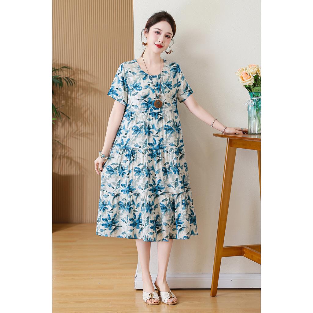 Dress Women Summer Sundress Casual Short Sleeve Dress Vestidos Female O-Neck Robe Oversized Bohemian Dresses