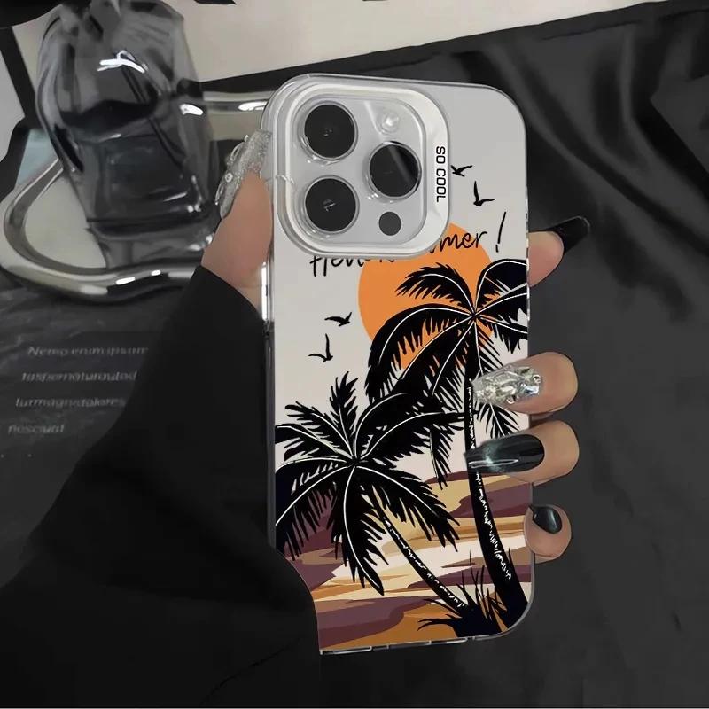 Summer Scenery Coconut Tree Design PhoneCase For lPhone 17 16 15 14 13 12 11 Pro MaxShockproof Hard Cover Case Funda Coque