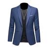 Men Solid One Button Slim Fit Casual Business Suit Blazer Jacket