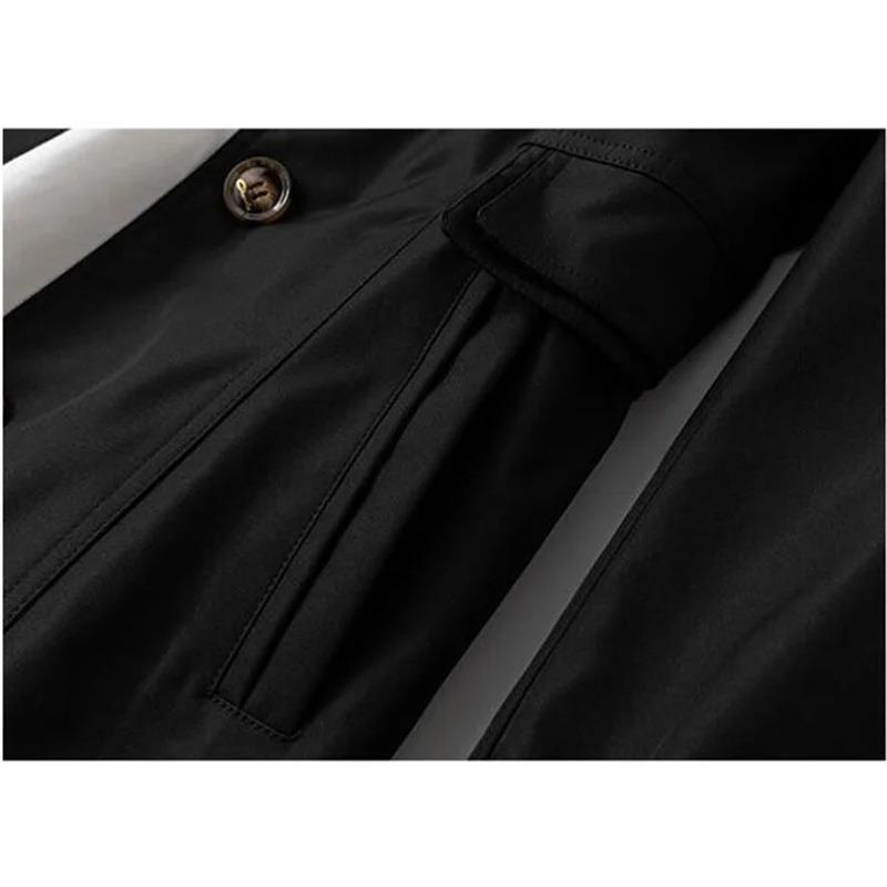 Fashion Spring Autumn Solid Trench Coat Women Single Breasted Khaki Black Pink Beige Windbreaker Outerwear Casual