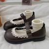 Fashion 2025 Spring New French Style Flat Bottom Shoes Mary Jane Round Toe Soft With Lace Trim Shoes Outside Sweet Comfy Women Shoes