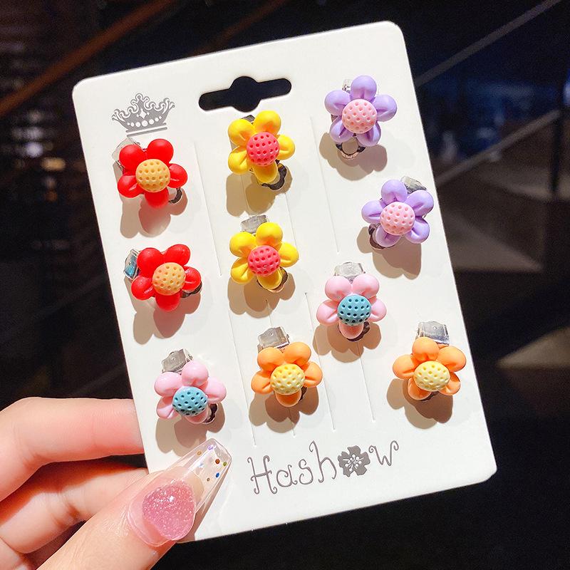Children's No-Piercing Flower Earrings - Cute Anti-Pain Dangle & Stud Ear Clips for Baby Girls