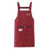 Kitchen Oil Resistant Straps Aprons  Breathable Apron Striped Zippered Cotton Apron  Women Men Dirt Resistant Work Clothes
