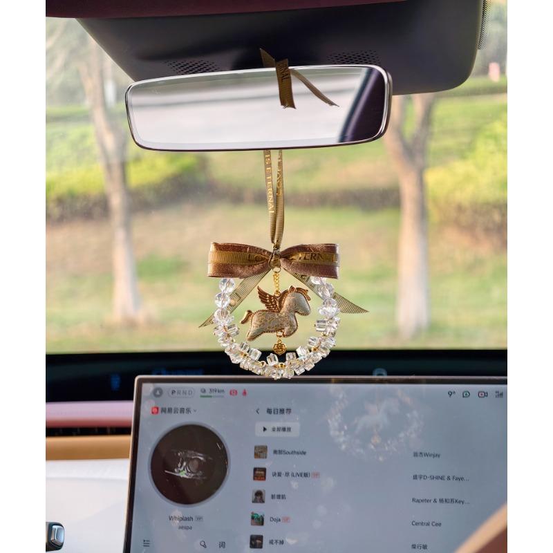 Crystal Starry Pegasus Car Pendant Rearview Mirror Hanging Decoration Gift For Women