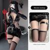 Man Yan 2025 Spiderweb Witch Costume - Sheer Bodycon Skirt & Slim-Fit Patent Leather Lingerie Set 8919