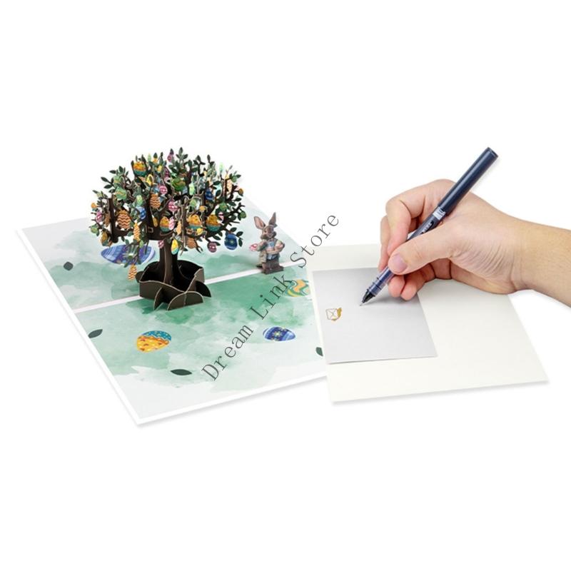 Q1FD Intricate Paper Arts Easters Card Handmade Rabbit Eggs Tree Celebration