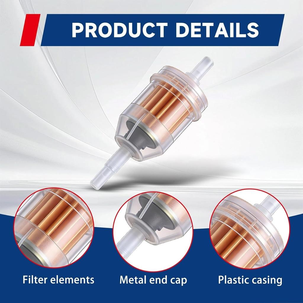 36 Pack Gas Inline Fuel Filter 1/4 X 5/16 Replacement for Briggs Stratton Replacement for John Deere Replacement for Kawasaki