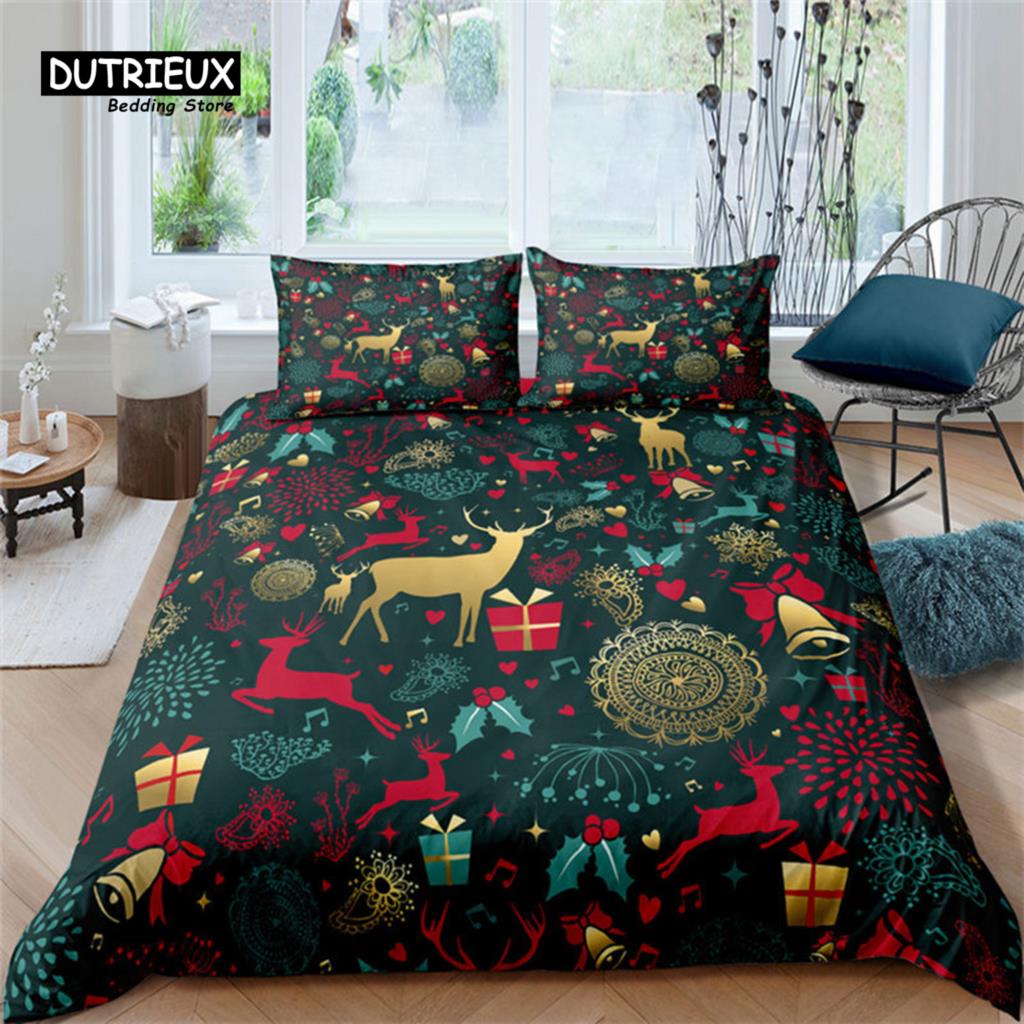 Halloween Bettwäsche Set Cartoon Kürbis Bettbezug Set Mikrofaser Hirsch Geometrischer Druck Bettdeckenbezug mit Kissenbezug Raumdeko