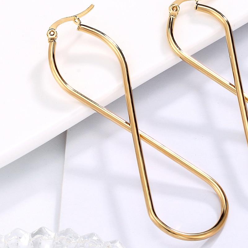 European and American Fashion Drop Earrings Unlimited Geometric Number 8 Hoop Ear Rings Golden Woman's Retro Earrings Party Gift