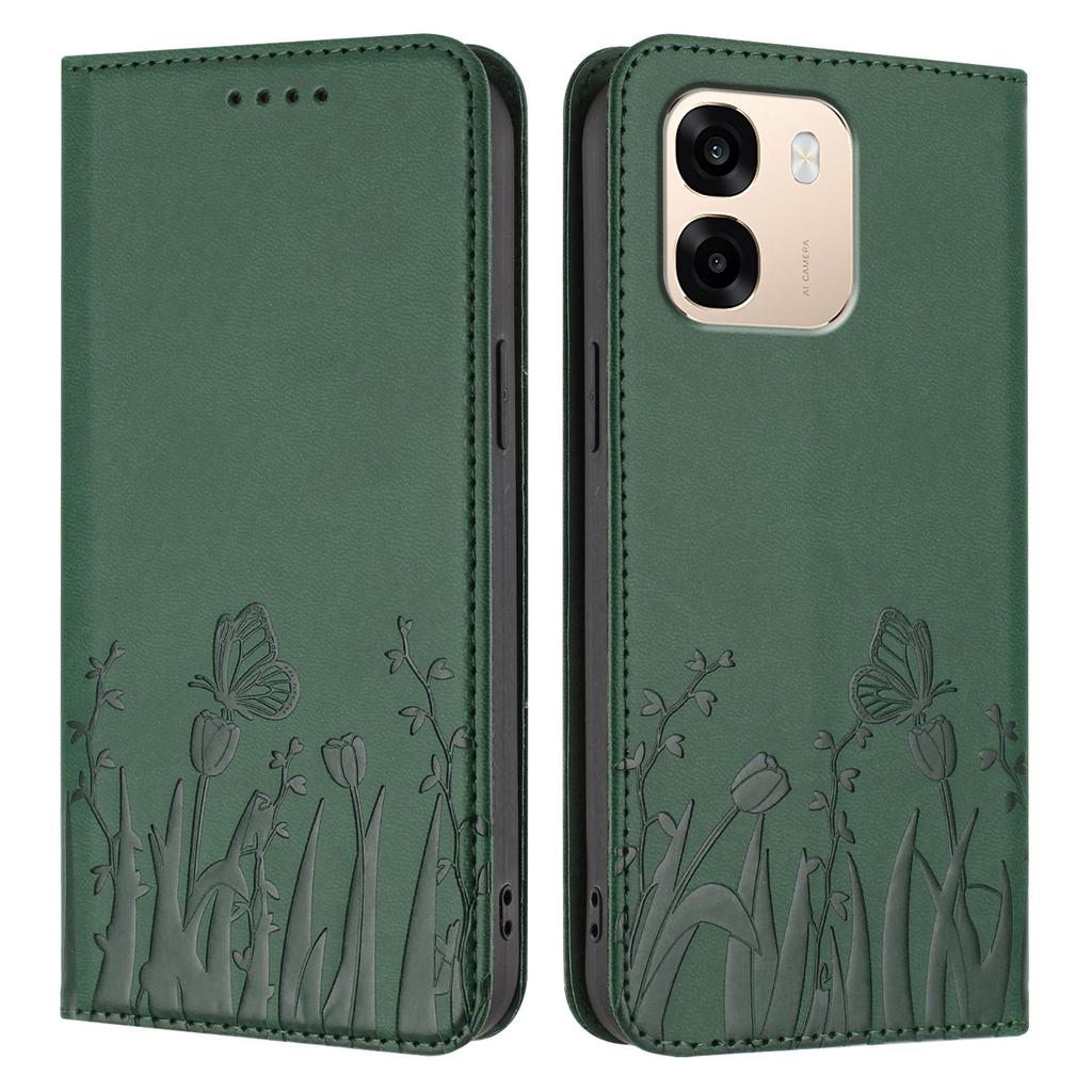Applicable to iPhone 17 Pro Max Tulip Butterfly Strong Magnetic Mobile Phone Leather Case Apple 17E Flip Card