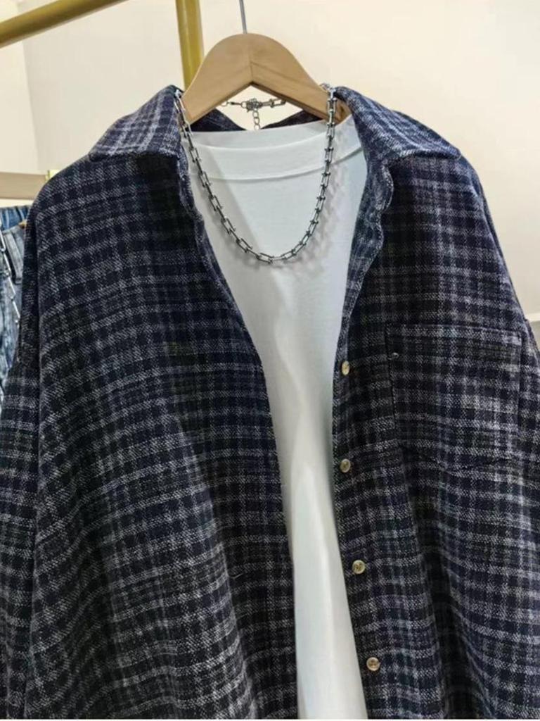 Korean Style Loose Lapel Plaid Hooded Shirt for Autumn/Winter 2025 - Plus Size, Thickened, Brushed.