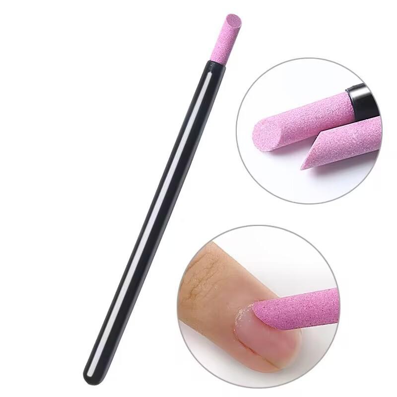 

1-piece Quartz Nail Buffer - Odorless Manicure Tool for Smoothing Edges and Healthy Nails, with a Pink-Purple Quartz Tip чёрный