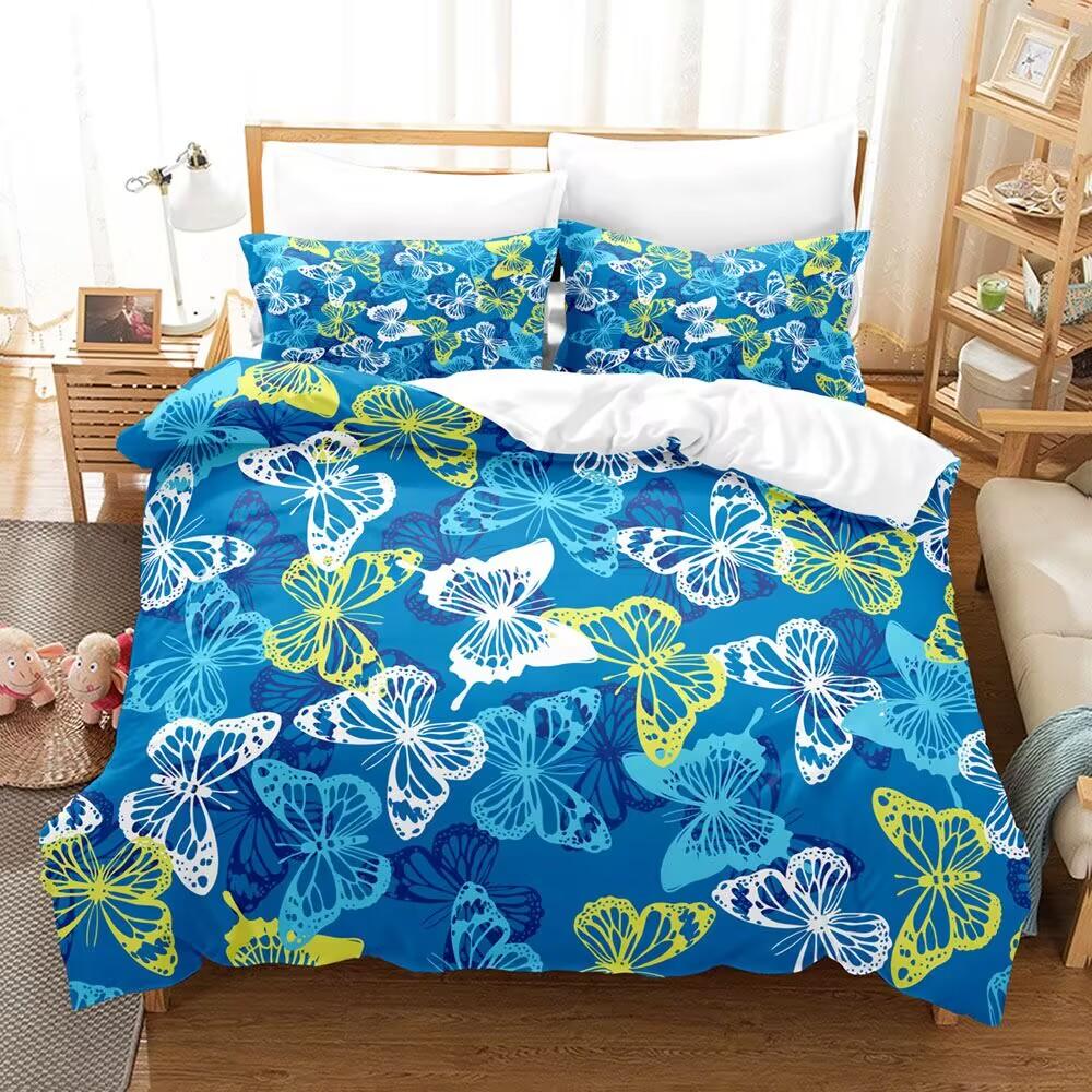 Colorful Butterfly Bedding Set 3D Print Luxury Soft Weightless Fantastic Kid Boy Girl Birthday King Queen Twin Size Duvet Cover