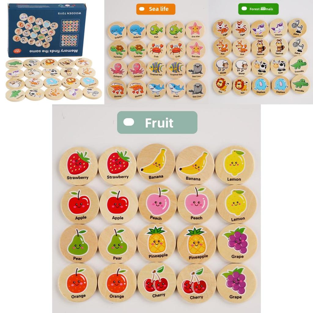 Wooden Educational Matching Puzzle For Children With Forest Animal Fruit Theme For Early Learning