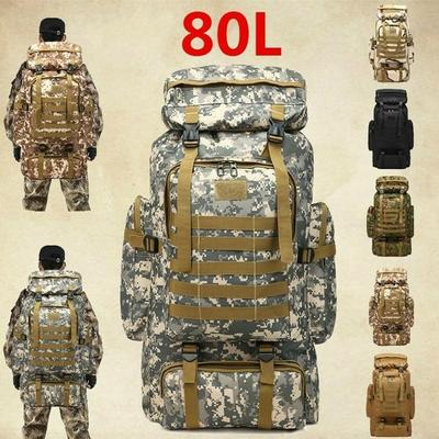 80L Large Capacity Camo Backpack Military Hiking Bag Army Rucksack Outdoor Waterproof Backpacks
