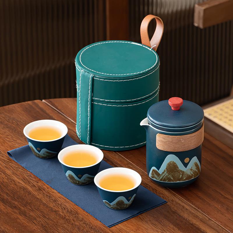 

White porcelain merchandise country tide wind green mountain portable indoor and outdoor tea ceramic gifts