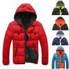 Herren Winter Casual Color Collision Zipper Hoodie Baumwolle gefütterte Jacke Mantel