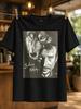Portrait de Johnny Hallyday et Croquis de Loup avec Signature Monochromatique Légende du Rock Français Énergie Unisexe Unisexe Tous T-shirt