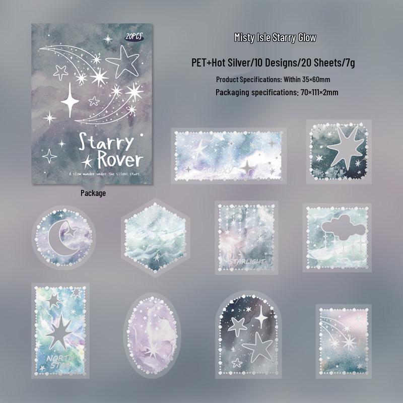 Hoshino Silver Watercolor Die-cut Stickers for DIY Collage and Phone Cases