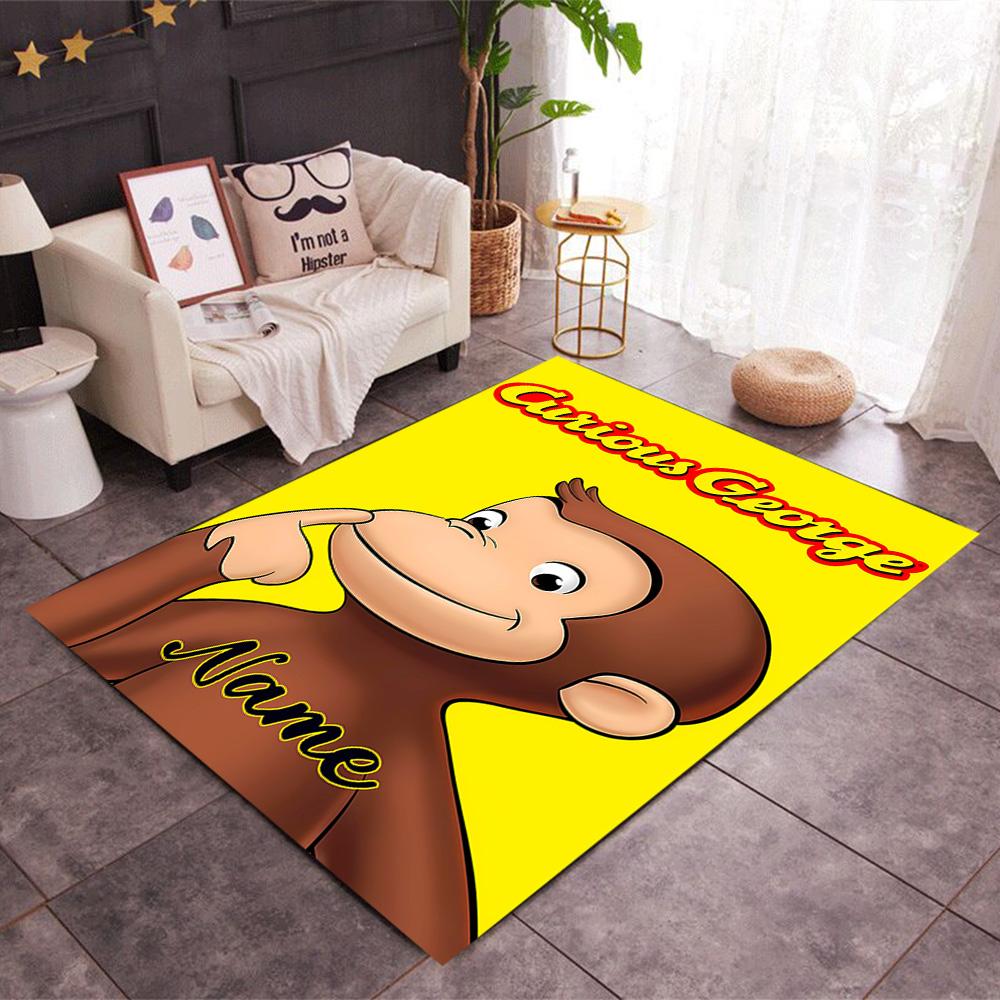 Curious Monkey Party Personalized Name Floor Mat Perfect for Bedrooms Study room Dormitory Playrooms Anti-slip Rug Decorate Offices