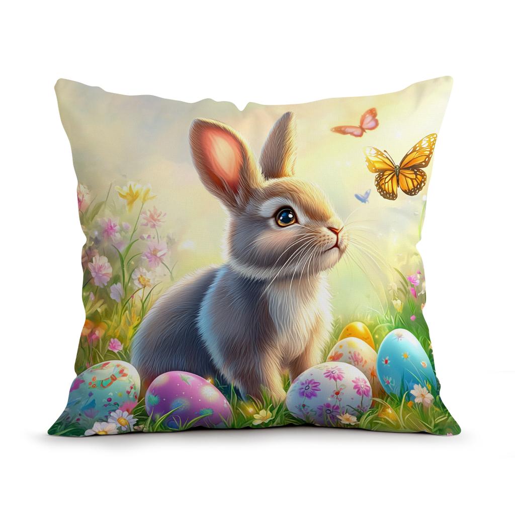 Easter Spring Bunny Cushions Pillowcase Polyester Cushion Cover Throw Pillow Pillowcover Home Car Sofa Decor
