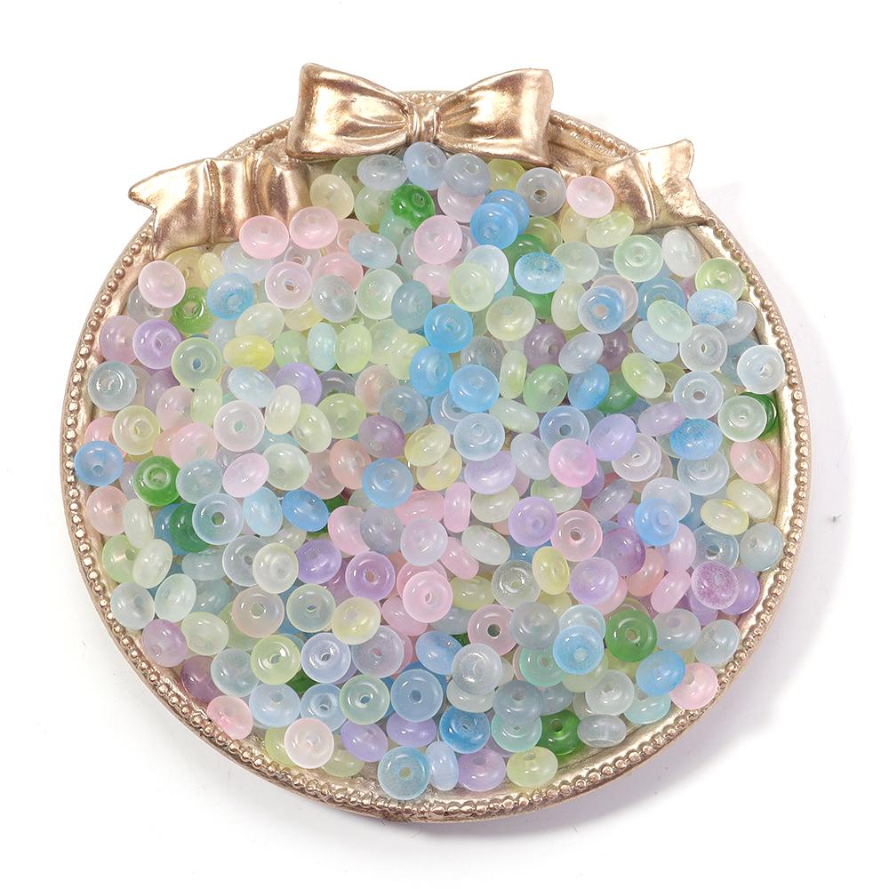 100Pcs/Lot Jelly Color Imitation Jade Glass Beads Abacus Beads Wheel Shape Loose Spacer Beads For Jewelry Making DIY Accessories