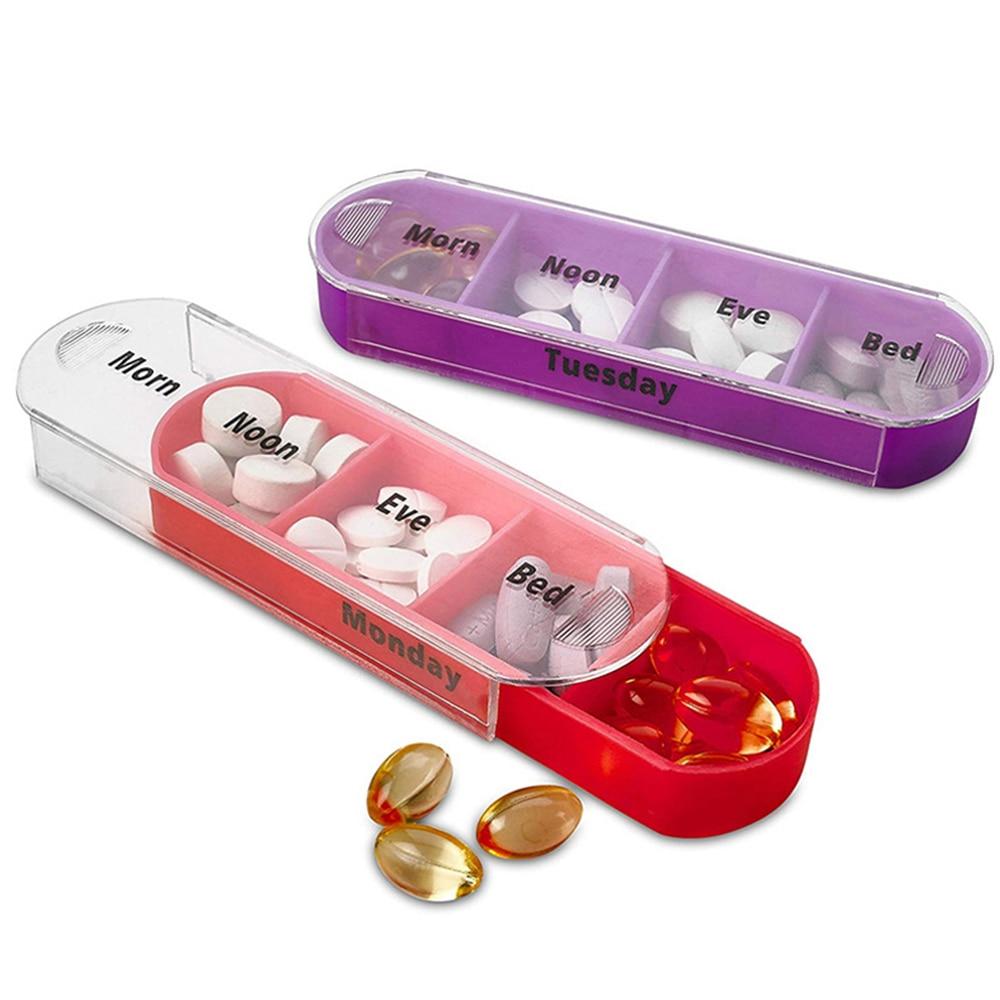 Weekly 7 Days Pill Box Compartments Pill Organizer Plastic Medicine Storage Dispenser Cutter Drug Cases for Home Travel