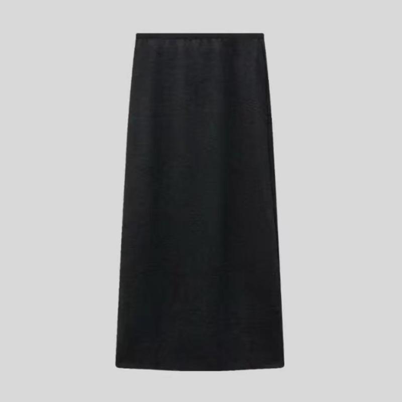 1108 A/W Wool-Blend Elastic Waist Slimming Bodycon Skirt with Back Slit