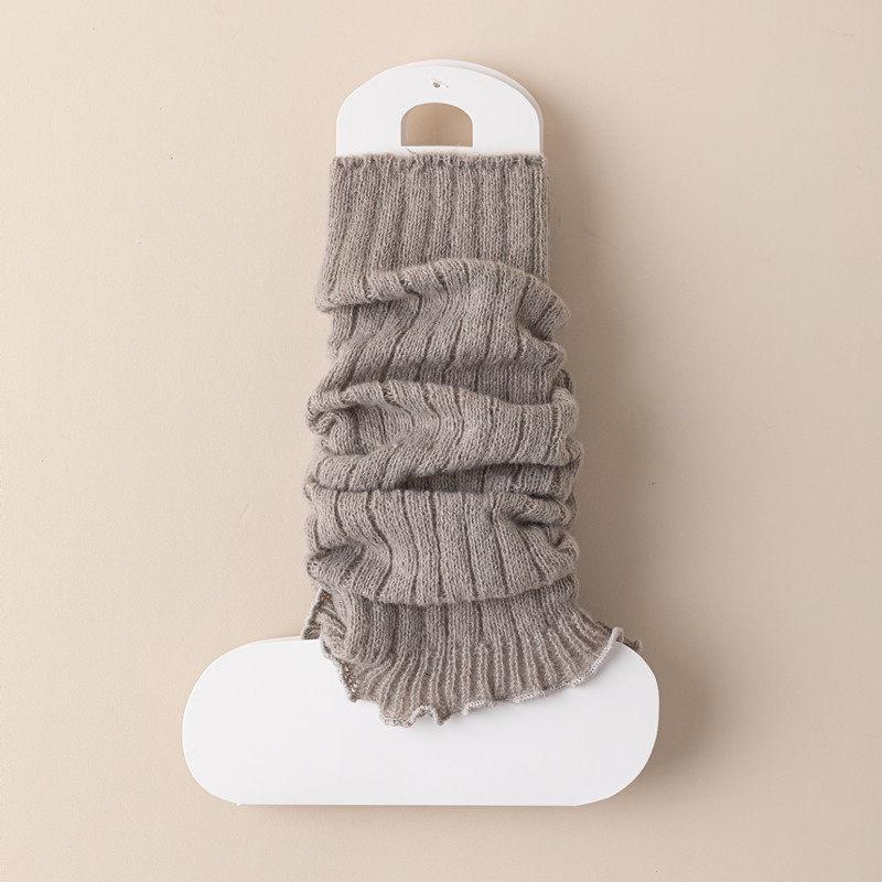Women's White Knitted Slouch Socks for Spring/Autumn, Mid-High Calf, JK School Style, Perfect with Leather Shoes