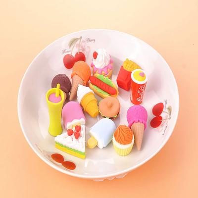 4Pcs Kawaii Ice Cream Hamburger Lollipop Detachable Rubber Eraser Stationery