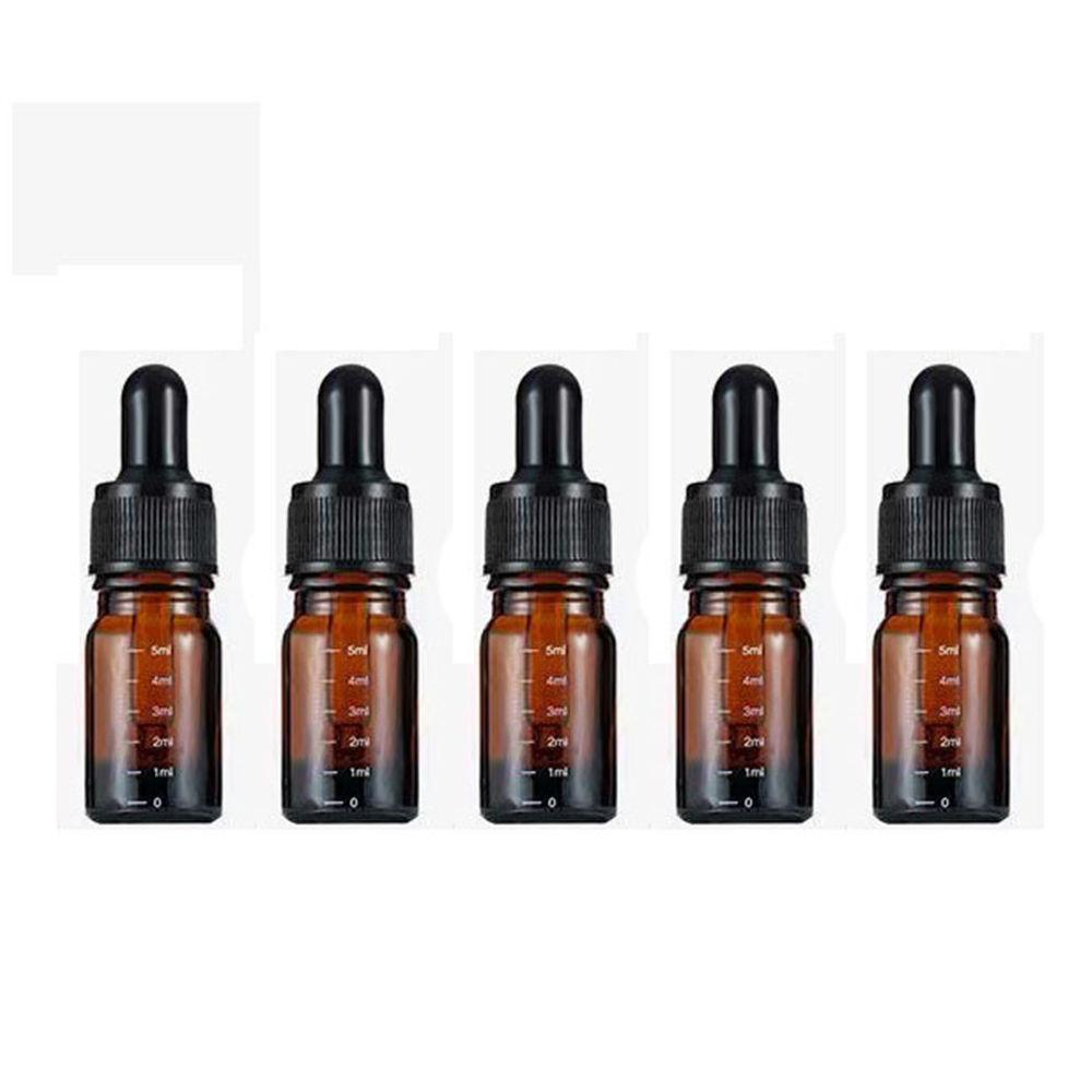 5pcs 5-100ml Graduated Dropper Bottle With Silicone Head Essential Oil Empty Dispenser High-Grade Light-Proof Glass Medicine Bottle