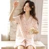 Summer Pajamas Women's Pure Cotton Cotton Yarn Women's Sweet Cartoon Loungewear Short-sleeved Shorts Set