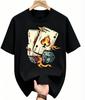 Unisexs Summer Pure Cotton Fashionable Casual Loose Creative Poker and Dice Printed Sports Round Neck Short Sleeved Tshirt Soft