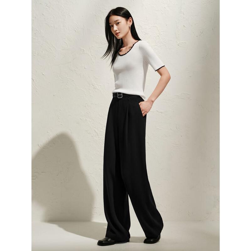 Juzza & Annacoco Women's Elegant Drape Wide-Leg Trousers