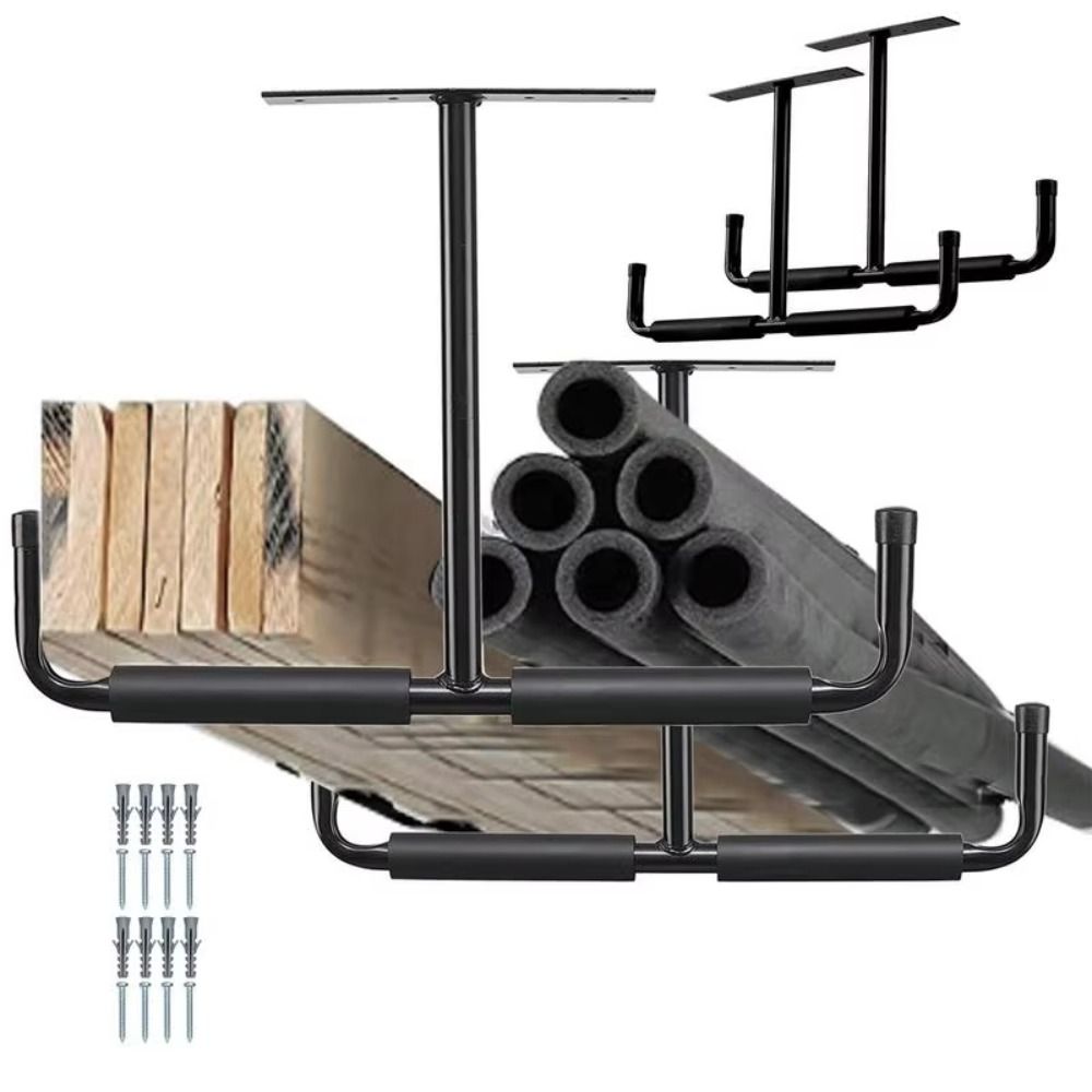 Wall Mounted Ceiling Rack Shelf Rust-resistant Overhead Garage Storage Hook  Ladder