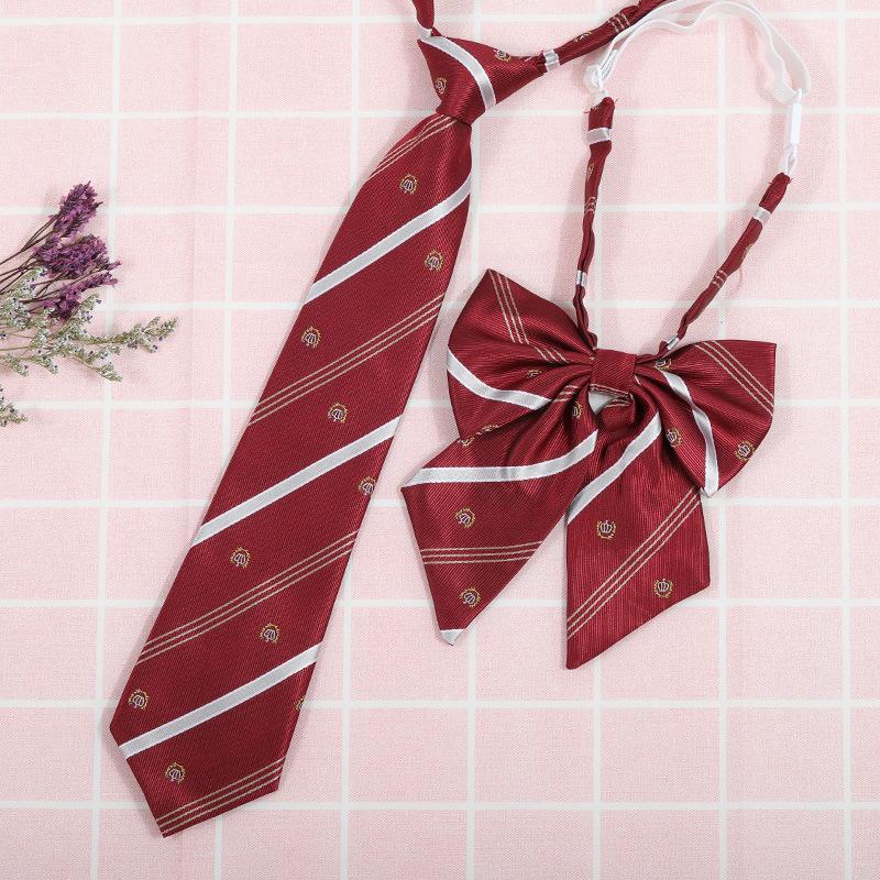 

Japanese Korean Version Striped Jkdk College Style Men S And Women S Red Cyan Gray Blue Shirt Accessories Free Tie Tie Set