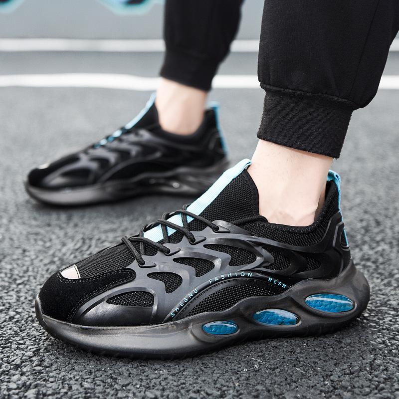 

Модные кроссовки для бега, спортивная обувь 2024 года, осенние новые поступления, мужские кроссовки на платформе, дышащая черная сетчатая повседневная обувь Zapatillas Hombre 39 синий