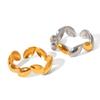 Irregular Open Ring with Gold Beans, Niche Design, Non-fading Titanium Steel Ring for Women