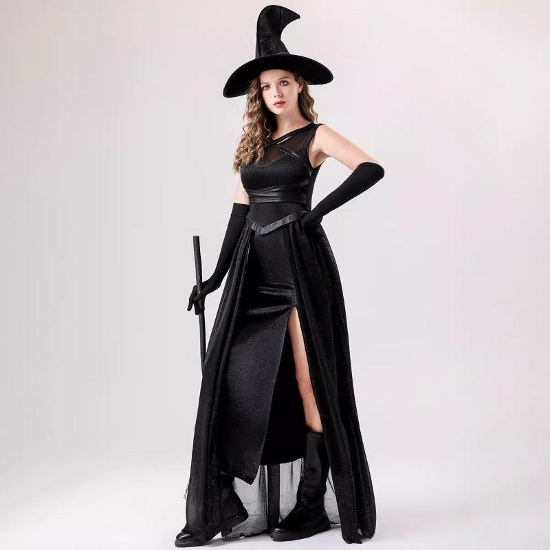 Dark gothic halloween costume witch long dress vampire reaper black purple dress