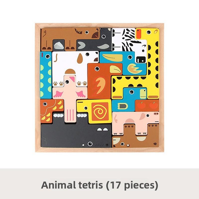 Toddler Wooden Puzzle Block With Traffic And Animal Shapes For Early Education Play