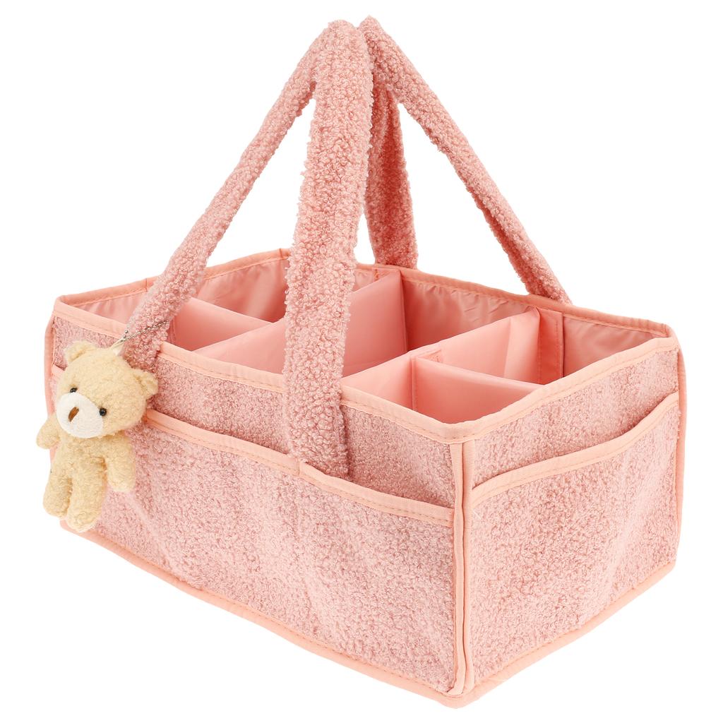 Baby Diaper Basket Portable Diaper Caddy Organizer with Removable Divider Multifunctional Baby Storage Basket for Changing Table